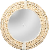 Rustic Rope Round Wall Mirror - Nautical Decorative Wall Mirror Handcrafted - Large Wall Home Decor Mirror for Bathroom, Bedroom, Entryway, Living Room (24x24, Brown Braided)