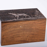 Handmade Wooden Cremation Urn – Deer Engraved – Suitable for Human Ashes – M (7.5x5x3.75, 110 Cu/in)