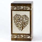 INTAJ Handmade Rosewood Urn for Human Ashes Adult Funeral Urn - Tree of Life Wooden Urn for Ashes Hand-Crafted - Funeral Cremation Urn for Pets (Keepsake (115 Cu/in), White Rosewood Heart)
