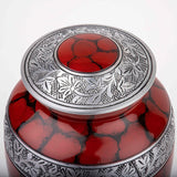 Handcrafted Silver Cremation Urn – Classic Royal Wings Red Design – Suitable for Adult Men & Women, Mom & Dad