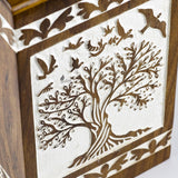 Handmade Rosewood Urn for Human Ashes | Tree of Life Wooden Urns Hand-Crafted - Funeral Cremation Urn for Ashes (Antique Soulful Tree 73, Keepsake - 100 Cu/in)