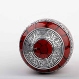 Handcrafted Silver Cremation Urn – Classic Royal Wings Red Design – Suitable for Adult Men & Women, Mom & Dad