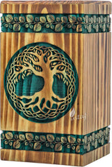 Handmade Rosewood Urn – Celtic Pine Tree of Life – Suitable for Adult & Dog Ashes – Medium (9.5Hx5.5W, 180 Cu/in)