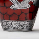 Handcrafted Silver Cremation Urn – Classic Royal Wings Red Design – Suitable for Adult Men & Women, Mom & Dad
