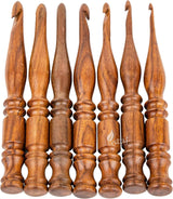 Handmade Wooden Crochet Hook - Rosewood Needle Crochet Hooks Set - Yarn Craft Knitting Needle for Chrocheting Lace Doilies Flower Projects (Mix Wood, 09.00 mm)