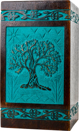 Handcarved Wooden Cremation Urn – Tree of Life – Suitable for Adult Men & Women – 250lbs