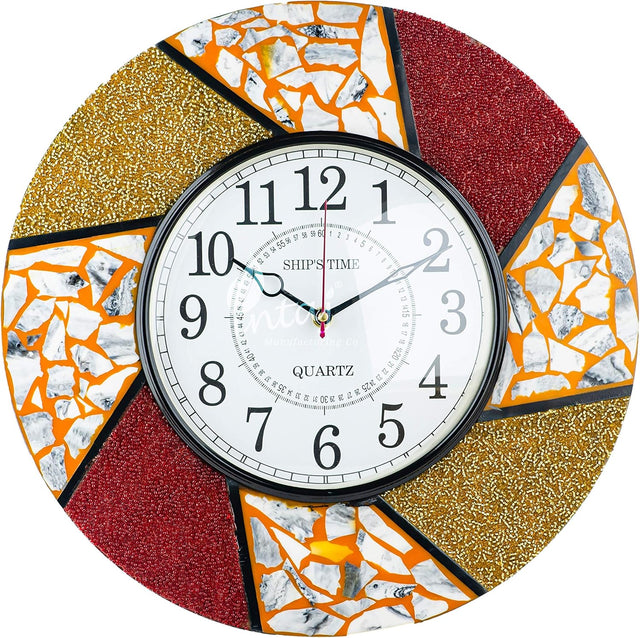 Wall Clock, Silent Non-Ticking Decorative Battery Operated Wall Clock for Living Room Home Office School, Round Home Decor Wall Clock (Universal - 14-8", Vibrant)