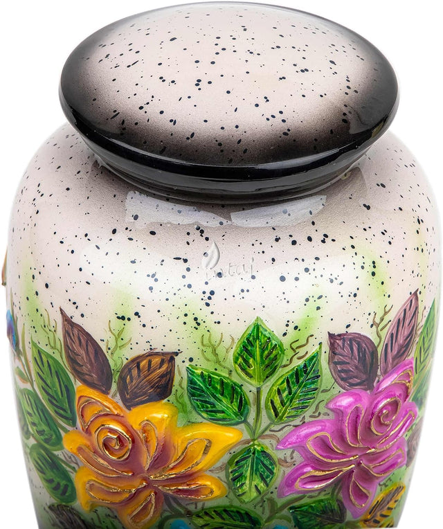Handcrafted Floral Cremation Urn – Lotus Rainbow Design – Suitable for Adult Men & Women, Mom & Dad
