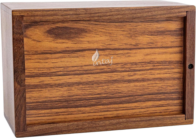 INTAJ Borders Wooden Urns for Human Ashes Adult Funeral Urn, Wooden Cremation Urns for Ashes Engraving, Wooden Box (M (7.5x5x3.75) 90 Cu/in, Custom Border Carved)