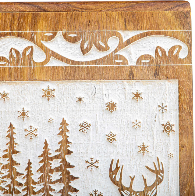 Handcarved Wooden Cremation Urn – Deer Carved Design in White Rosewood – Suitable for Adult Men & Women, Mom & Dad, and Pet Dogs – 20 Cu/in Capacity
