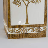 INTAJ Handmade Rosewood Urn for Human Ashes Adult Funeral Urn - Tree of Life Wooden Urn Hand-Crafted - Funeral Cremation Urn for Pets - Wooden Box (Medium (180 Cu/in), Pyramidal Tree)