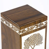 Handmade Rosewood Urn for Human Ashes | Tree of Life Wooden Urns Hand-Crafted - Funeral Cremation Urn for Ashes (Pyramidal Tree of Life, Medium - 150 Cu/in)