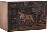 Handmade Wooden Cremation Urn – Deer Engraved – Suitable for Human Ashes – XL (11x7.5x6, 340 Cu/in)