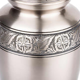 INTAJ Brass Cremation Urn for Human Ashes Adult Urn - Decorative Urns for Ashes Handcrafted, Large Burial Urn for Adult Ashes up to 250lbs (Adult 200-250lbs, Pewter)