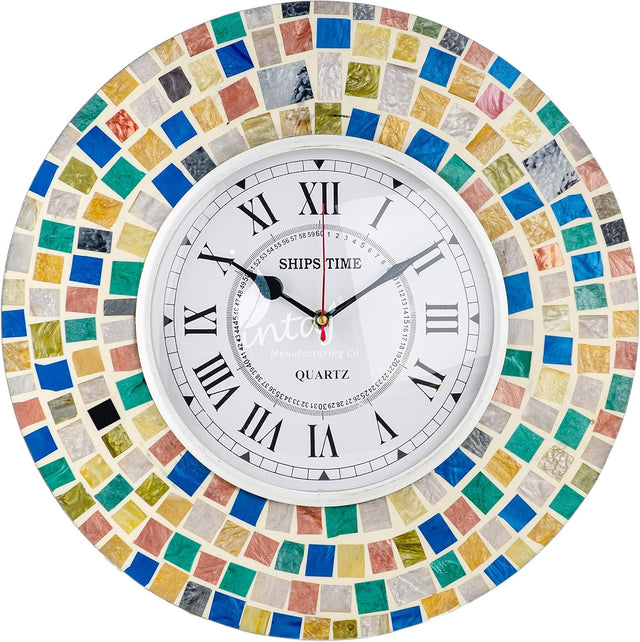 Wall Clock, Silent Non-Ticking Decorative Battery Operated Wall Clock for Living Room Home Office School, Round Home Decor Wall Clock (Universal - 14-8", Rainbow Marbles)