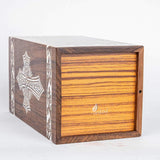 INTAJ Wooden Urn for Human Ashes, Adult Rosewood Grace and Mercy Cross Funeral Cremation Urn for Ashes - Burial Urn Box (Antique Latin Cross, Medium - 9.5Hx5.5W (180 Cu/in))