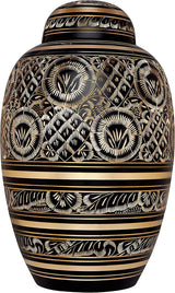 INTAJ Urn for Human Ashes - Adult Solid Brass Large Funeral Urn Handcrafted - Engraved Affordable Urn for Ashes (Dome, Adult (12" Hx8 W))