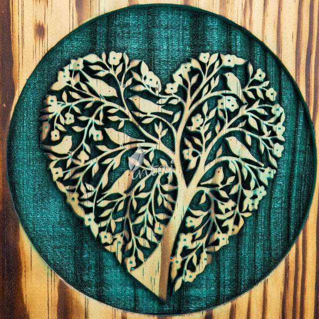 Handmade Rosewood Urn – Heart Pine Tree of Life – Suitable for Adult & Dog Ashes – Small (8Hx4.75W, 115 Cu/in)
