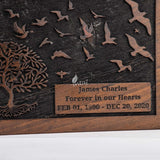 INTAJ Cremation Urn for Human Ashes Adult Male Female - Tree of Life Wooden Box Urn for Ashes - Handmade Decorative Funeral Urn (Customised Tree Birds, M (7.5x5) 110 CuIn)