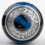 Handcrafted Silver Cremation Urn – Classic Royal Wings Blue Design – Suitable for Adult Men & Women, Mom & Dad
