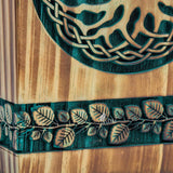 Handmade Rosewood Urn – Celtic Pine Tree of Life – Suitable for Adult & Dog Ashes – Small (8Hx4.75W, 115 Cu/in)