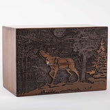 Handmade Wooden Cremation Urn – Deer Engraved – Suitable for Human Ashes – M (7.5x5x3.75, 110 Cu/in)