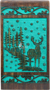 INTAJ Wooden Cremation Urn for Human Ashes, Adult Deer Rosewood Pet Urns for Dogs Ashes, Deer Carved Funeral Urn Hand-Crafted (XS - 5Hx3W (20 Cu/in), Custom Teal Green)