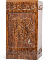 INTAJ Handmade Rosewood Urn for Human Ashes Adult Funeral Urn - Tree of Life Wooden Urn for Ashes Hand-Crafted - Funeral Cremation Urn for Pets (Keepsake (115 Cu/in), Rosewood Heart)