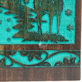 INTAJ Wooden Cremation Urn for Human Ashes, Adult Deer Rosewood Pet Urns for Dogs Ashes, Deer Carved Funeral Urn Hand-Crafted (XS - 5Hx3W (20 Cu/in), Custom Teal Green)