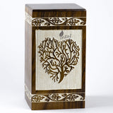 INTAJ Handmade Rosewood Urn for Human Ashes Adult Funeral Urn - Tree of Life Wooden Urn for Ashes Hand-Crafted - Funeral Cremation Urn for Pets (Keepsake (115 Cu/in), White Rosewood Heart)