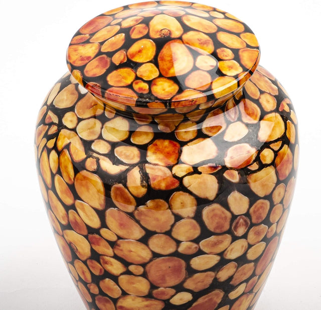 Handcrafted Wood Cremation Urn – Mosaic Turned – Suitable for Adult Men & Women – 200lbs Capacity