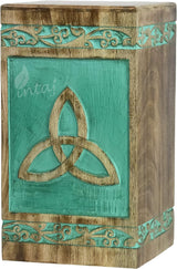 INTAJ Handcrafted Wooden Urns for Human Ashes Adult - Large Cremation Urns for Pet Ashes for Dogs/Cats - Celtic Knot Funeral Urn for Your Loved Ones, Wood Box Urn (N&G - Antique, Medium - 150 Cu/in)