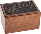 INTAJ Cremation Urn for Human Ashes Adult Male Female - Tree of Life Wooden Box Urn for Ashes - Handmade Decorative Funeral Urn (Customised Tree Birds, L (9x6x5) 185 Cu/in)