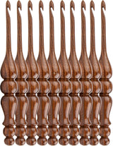 Handmade Wooden Crochet Hook - Rosewood Needle Crochet Hooks Set - Yarn Craft Knitting Needle for Chrocheting Lace Doilies Flower Projects (Set of 10 (7" L), Ergonomic Turned Rosewood)