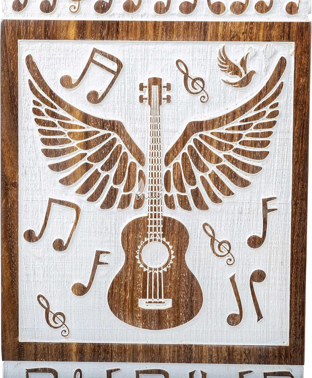 Handcarved Wooden Cremation Urn – Guitar Wings Design in Antique Rosewood – Suitable for Adult Men & Women, Mom & Dad – 250 Cu/in Capacity (Large)
