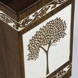 Handmade Rosewood Urn for Human Ashes | Tree of Life Wooden Urns Hand-Crafted - Funeral Cremation Urn for Ashes (Pyramidal Tree of Life, Medium - 150 Cu/in)