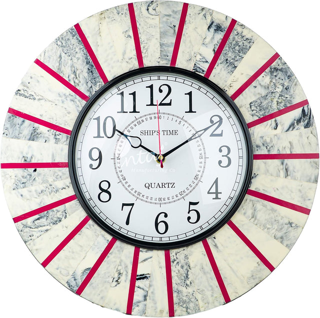 Wall Clock, Silent Non-Ticking Decorative Battery Operated Wall Clock for Living Room Home Office School, Round Home Decor Wall Clock (Universal - 14-8", Pink Marbles)