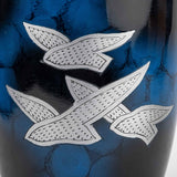 Handcrafted Silver Cremation Urn – Classic Royal Wings Blue Design – Suitable for Adult Men & Women, Mom & Dad