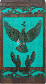 INTAJ Handmade Rosewood Urn for Human Ashes, Peaceful Bird Wooden Urns for Ashes Hand-Crafted, Funeral Cremation Urn, Pet Dog Urns for Ashes (Teal Gree, Small - 8Hx4.75W (115 Cu/in))