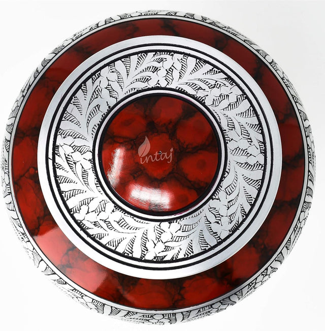 Handcrafted Cremation Urn – Cloud Red Design in Elite Cloud Blue & Silver – Suitable for Adult Men & Women, Mom & Dad – 200lbs Capacity