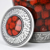 Handcrafted Cremation Urn – Cloud Red Design in Elite Cloud Blue & Silver – Suitable for Adult Men & Women, Mom & Dad – 200lbs Capacity