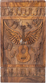 Handcarved Wooden Cremation Urn – Guitar Wings Design in Rosewood – Suitable for Adult Men & Women, Mom & Dad, Dogs & Cats – Set of 4 XS Urns for Ashes