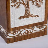INTAJ Cremation Urn for Human Ashes - Wooden Urn Box for Ashes Handcrafted - Tree of Life Memorial Urn Funeral Cremation Urns (XL (14x7.5) 640 CuIn, Antique Rosewood Tree)