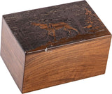 Handmade Wooden Cremation Urn – Deer Engraved – Suitable for Human Ashes – XL (11x7.5x6, 340 Cu/in)