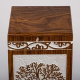 INTAJ Cremation Urn for Human Ashes - Wooden Urn Box for Ashes Handcrafted - Tree of Life Memorial Urn Funeral Cremation Urns (XL (14x7.5) 640 CuIn, Antique Rosewood Tree)