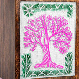 INTAJ Handmade Wooden Urn for Human Ashes - Adult Tree of Life Wooden Urns Hand-Crafted - Funeral Cremation Urn for Dogs Engraved (Fuchsia White, Medium - 9.5Hx5.5W (180 Cu/in))