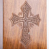 Handcarved Wooden Cremation Urn – Grace and Mercy Latin Cross Design – Suitable for Adult Men & Women, Mom & Dad – 115 Cu/in Capacity