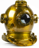 Handcrafted Antique Scuba Diving Helmet - Premium Home Decor Helmet for Diving Lovers - Marine US Navy Deep Sea Diver Diving Helmet (Antique Gold, Large)