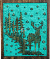 INTAJ Wooden Cremation Urn for Human Ashes, Adult Deer Rosewood Pet Urns for Dogs Ashes, Deer Carved Funeral Urn Hand-Crafted (XS - 5Hx3W (20 Cu/in), Custom Teal Green)
