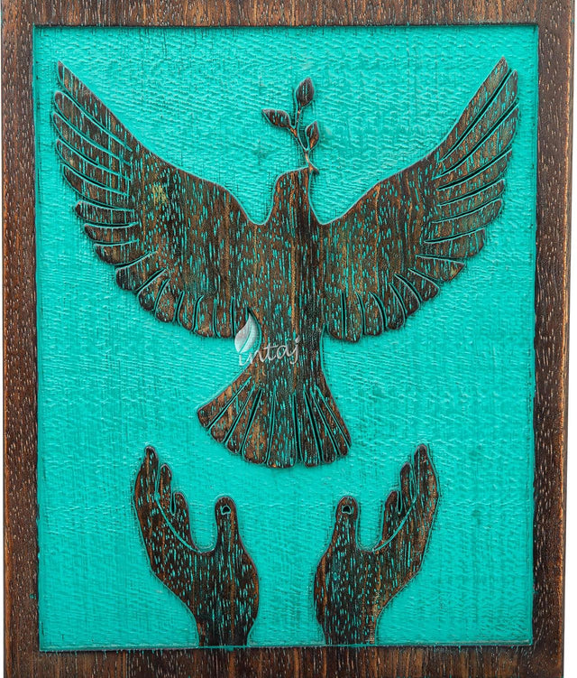 INTAJ Handmade Rosewood Urn for Human Ashes, Peaceful Bird Wooden Urns for Ashes Hand-Crafted, Funeral Cremation Urn, Pet Dog Urns for Ashes (Teal Gree, Medium - 9.5Hx5.5W (180 Cu/in))